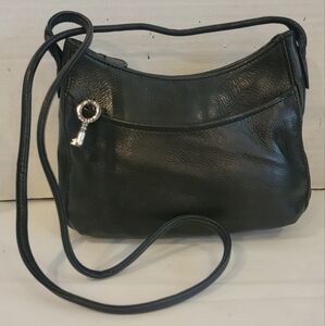 FOSSIL BLACK LEATHER CROSSBODY HANDBAG SMALL PURSE